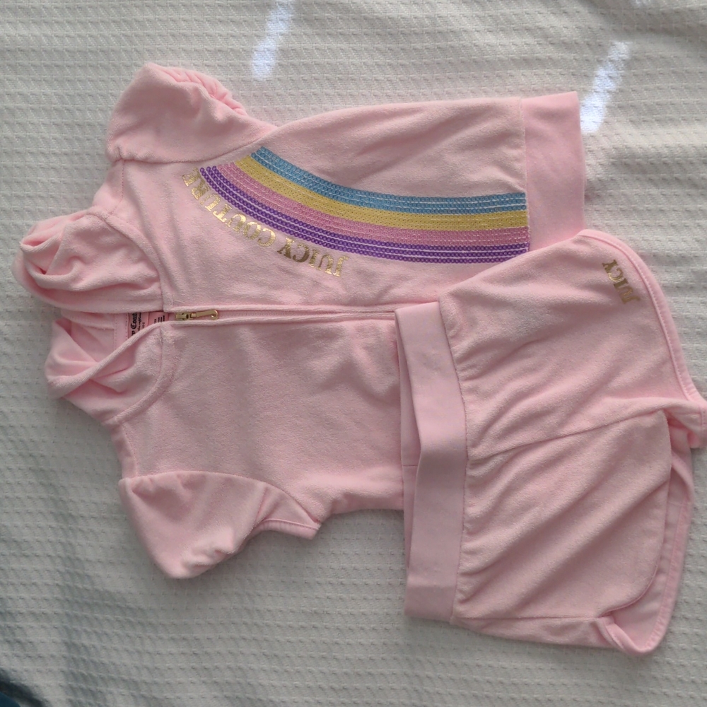 Juicy Couture terry cloth girls size 4 short and hoodie set